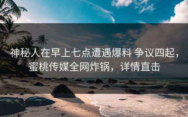 神秘人在早上七点遭遇爆料 争议四起,蜜桃传媒全网炸锅,详情直击 神秘人在早上七点遭遇爆料 争议四起,蜜桃传媒全网炸锅,详情直击
