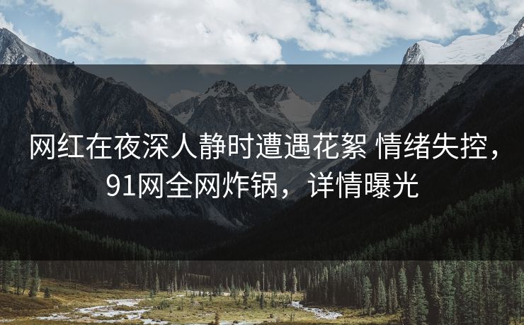网红在夜深人静时遭遇花絮 情绪失控，91网全网炸锅，详情曝光