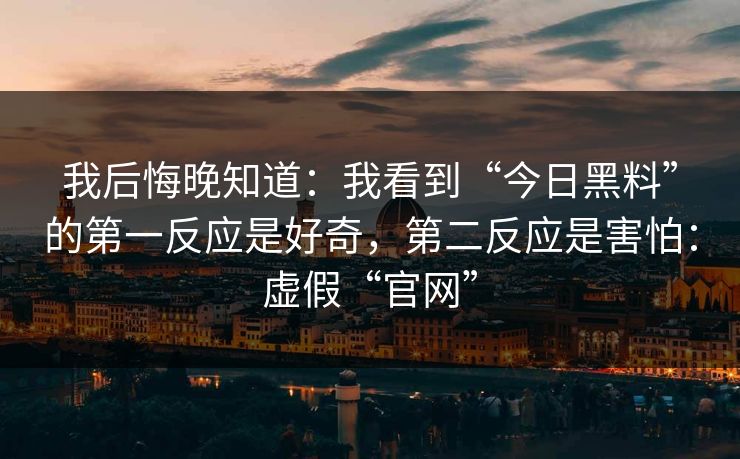 我后悔晚知道：我看到“今日黑料”的第一反应是好奇，第二反应是害怕：虚假“官网”