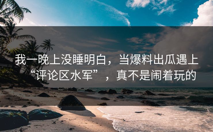 我一晚上没睡明白,当爆料出瓜遇上“评论区水军”,真不是闹着玩的 我一晚上没睡明白,当爆料出瓜遇上“评论区水军”,真不是闹着玩的