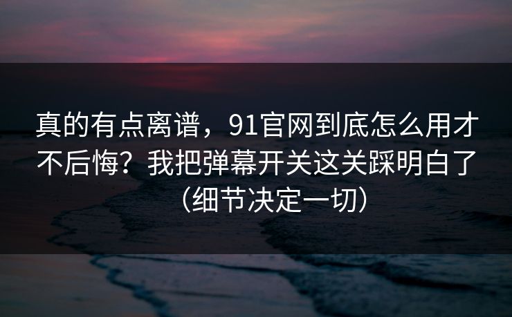 真的有点离谱，91官网到底怎么用才不后悔？我把弹幕开关这关踩明白了（细节决定一切）