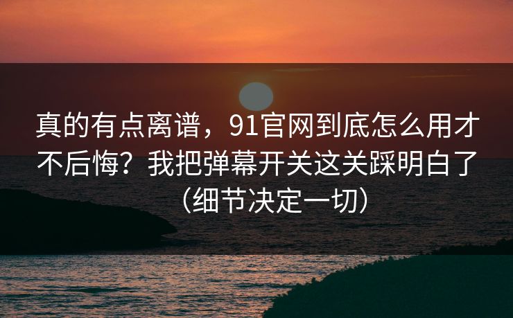 真的有点离谱，91官网到底怎么用才不后悔？我把弹幕开关这关踩明白了（细节决定一切）