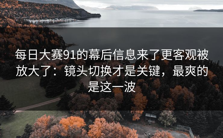 每日大赛91的幕后信息来了更客观被放大了：镜头切换才是关键，最爽的是这一波