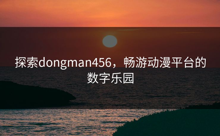 探索dongman456，畅游动漫平台的数字乐园